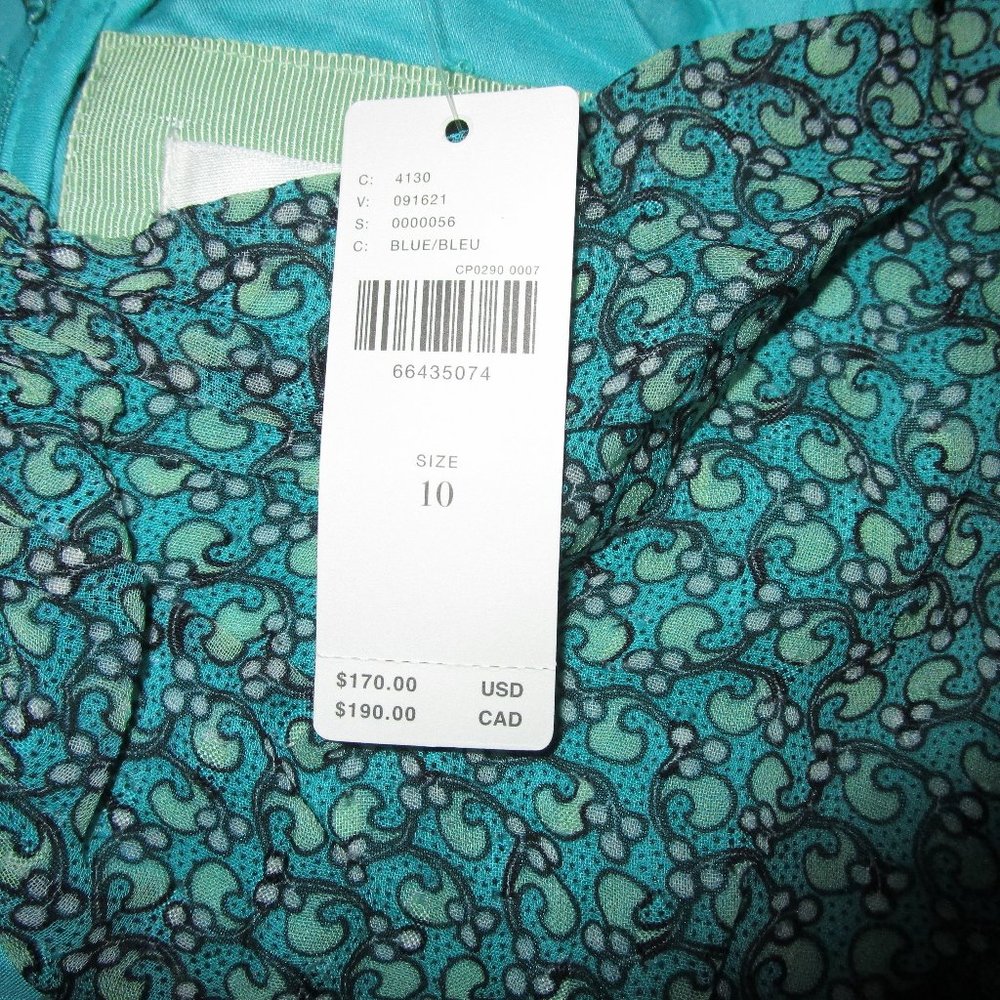 Anthropologie 10 NWT Green Floral Puff Sleeved Cut-Out Midi Dress - Picture 9 of 9